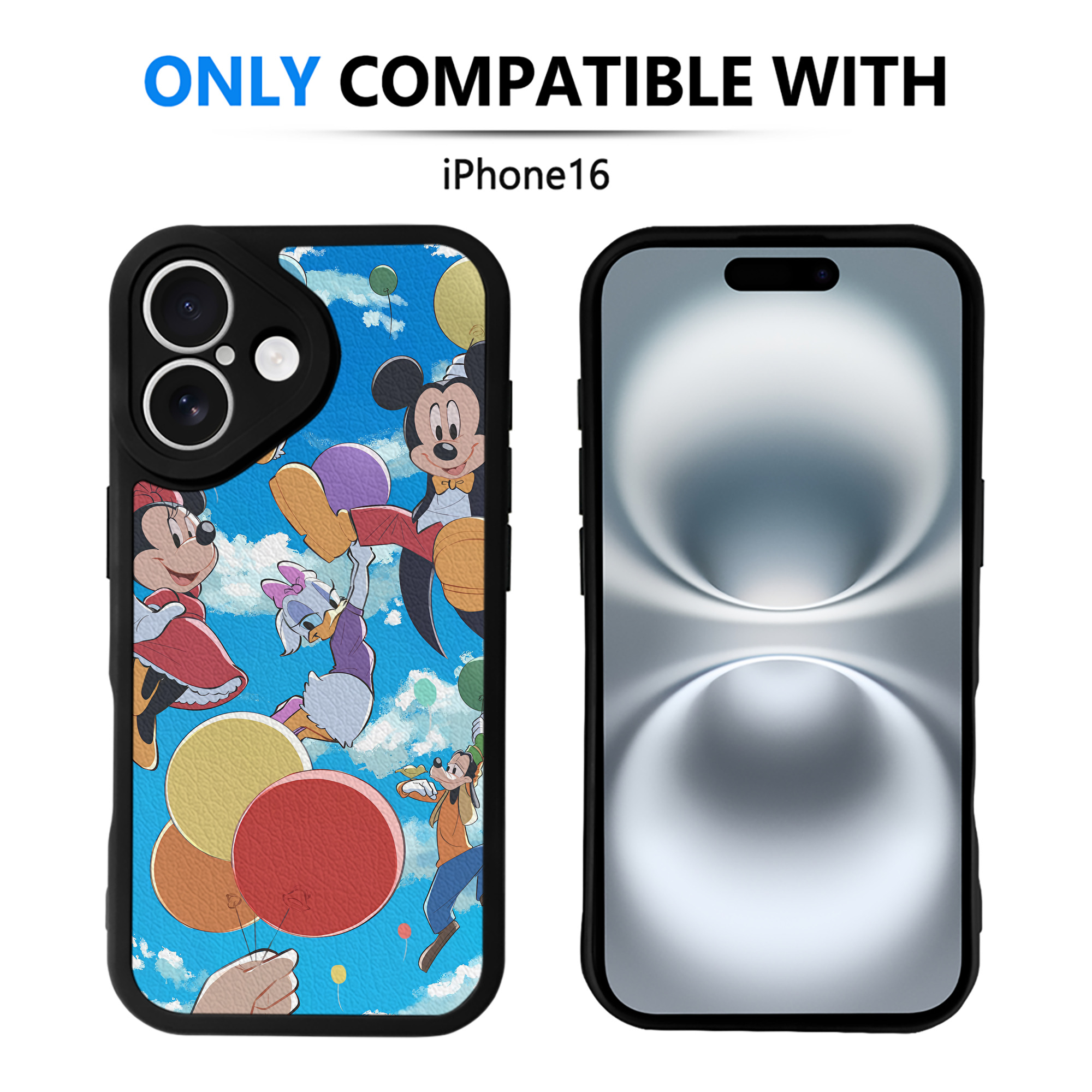 （画像用） ミッキーマウス Mickey Mouse 【iPhone 16シリーズ対応】シリコンスマホケース（レザー調） 材質：シリコン